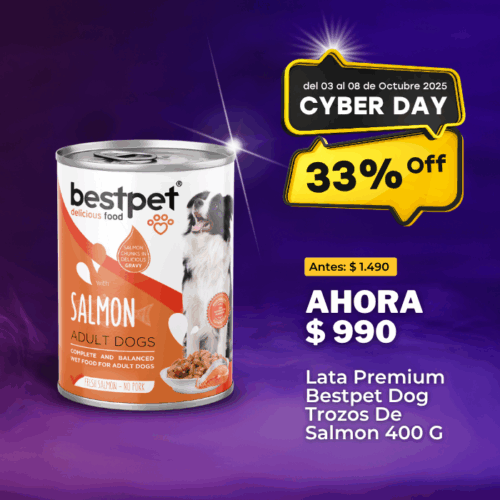 LATA PREMIUM BESTPET DOG TROZOS DE SALMON 400 G